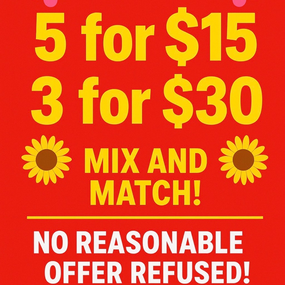 🌻🌻3 for $30🌻🌻🌸🌸5 for $15🌸🌸